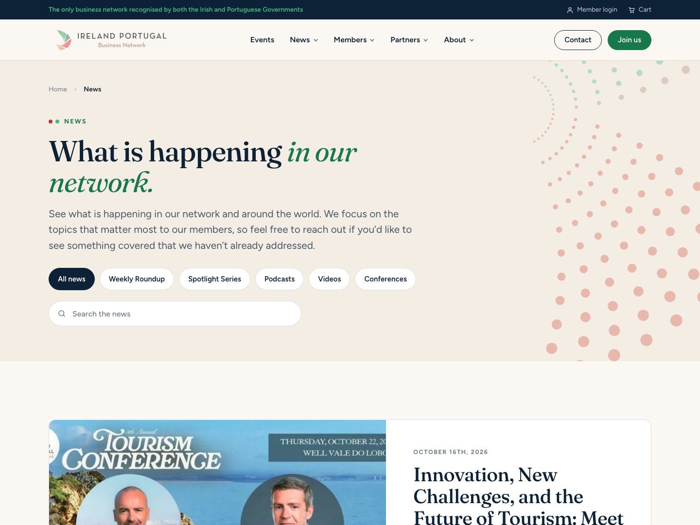The news section: round-ups, spotlights, podcasts and videos